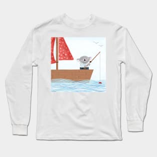 Koala fishing on a boat Long Sleeve T-Shirt